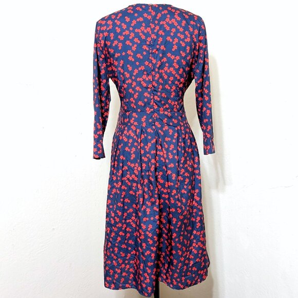 Retro Vintage Inspired 3/4 Sleeve Floral Midi Dress SZ M - Picture 4 of 5